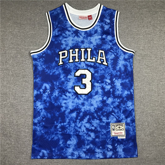 Men's Philadelphia 76ers Allen Iverson #3 Blue Galaxy Swingman Jersey1