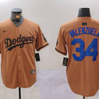 Men's Los Angeles Dodgers Fernando Valenzuela #34 Brown Game Player Jersey1