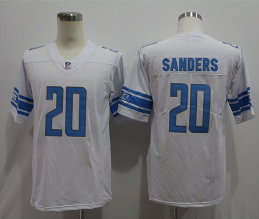 Men's Detroit Lions Barry Sanders #20 White Team Game Jersey1