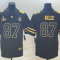 Men's Kansas City Chiefs Travis Kelce #87 Black Super Bowl LVII Patch Game Jersey1