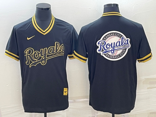 Men's Kansas City Royals Black Alternate Replica Team Logo Jersey1
