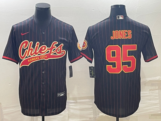 Men's Kansas City Chiefs Chris Jones #95 Black Player Jersey1 Joint Edition