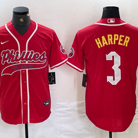 Men's Philadelphia Phillies Bryce Harper #3 Red Player Jersey1 Joint Edition