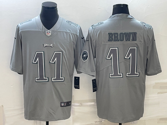Men's Philadelphia Eagles A.J. Brown #11 Gray Atmosphere Fashion Game Jersey1