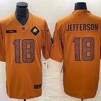 Men's Minnesota Vikings Justin Jefferson #18 Brown 2023 Salute To Service Limited Jersey1