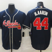 Men's Atlanta Braves Hank Aaron #44 Navy Replica Jersey1