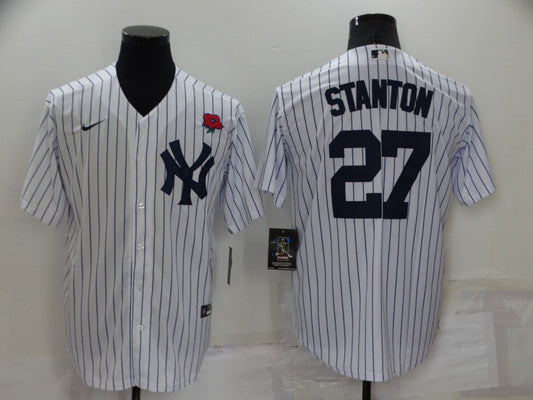 Men's New York Yankees Giancarlo Stanton #27 White Replica Player Jersey1