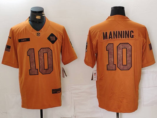 Men's New York Giants Eli Manning #10 Brown 2023 Salute To Service Limited Jersey1