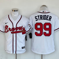 Men's Atlanta Braves Spencer Strider #99 White Replica Player Jersey1