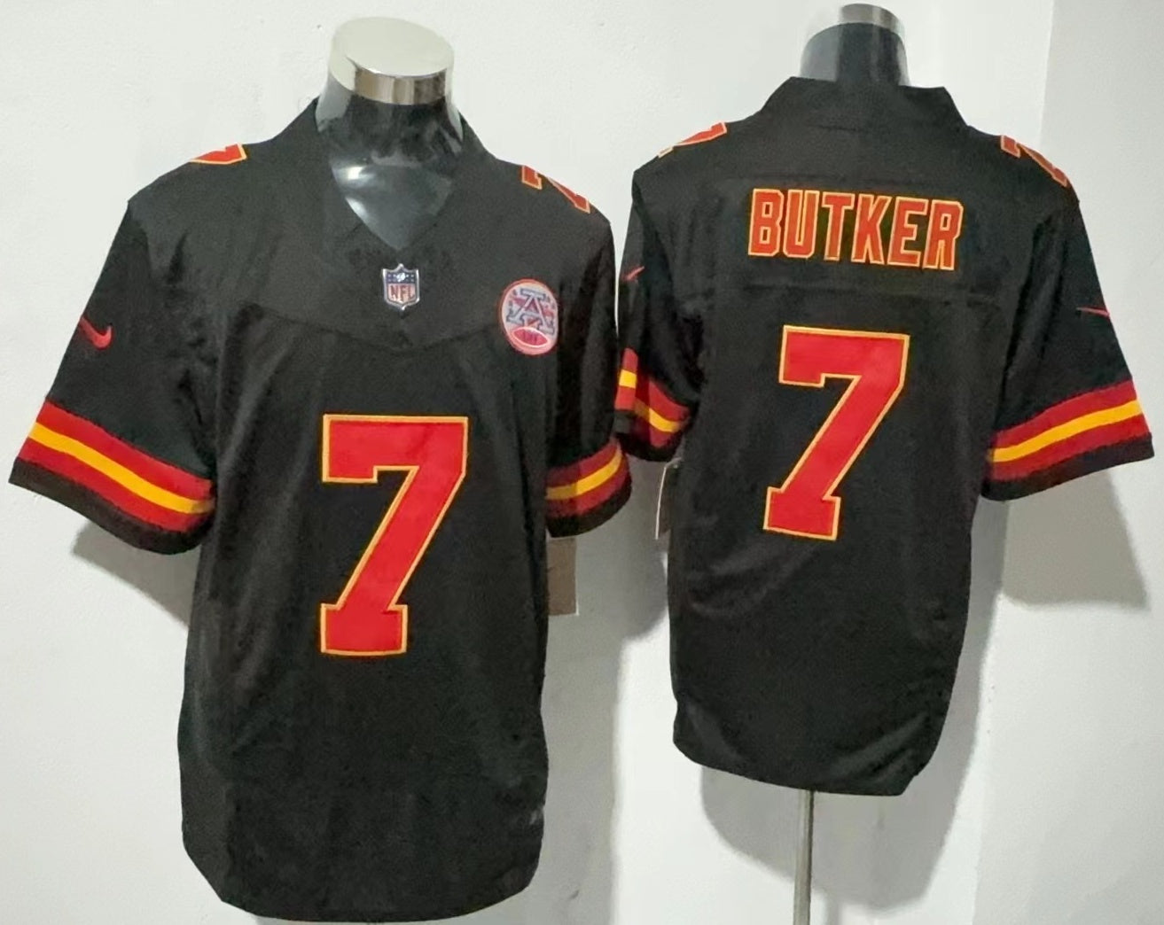 Men's Kansas City Chiefs Harrison Butker #7 Black Player Game Jersey