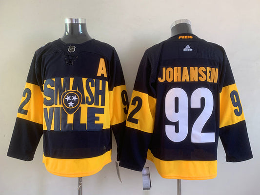 Men's Nashville Predators Ryan Johansen #92 Black Breakaway Player Jersey1