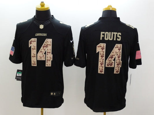 Men's Los Angeles Chargers Dan Fouts #14 Black Game Player Jersey1