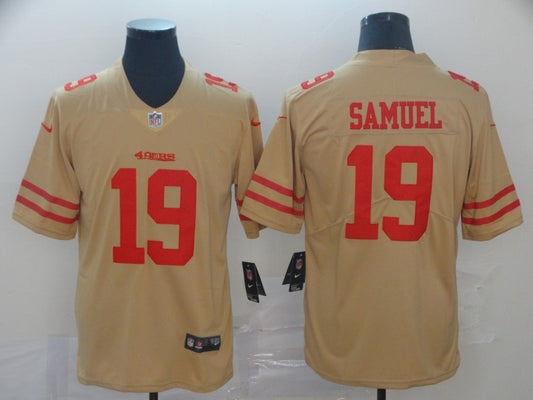 Men's San Francisco 49ers Deebo Samuel #19 Gold Inverted Legend Jersey1
