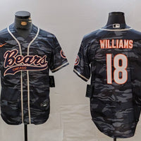 Men's Chicago Bears Caleb Williams #18 Grey Camouflage Game Jersey1