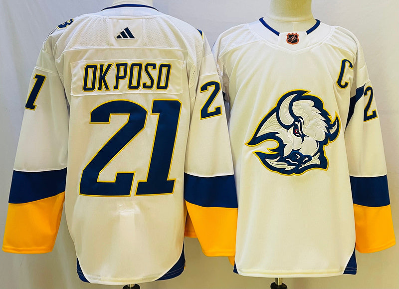 Men's Buffalo Sabres Kyle Okposo #21 White Player Jersey1