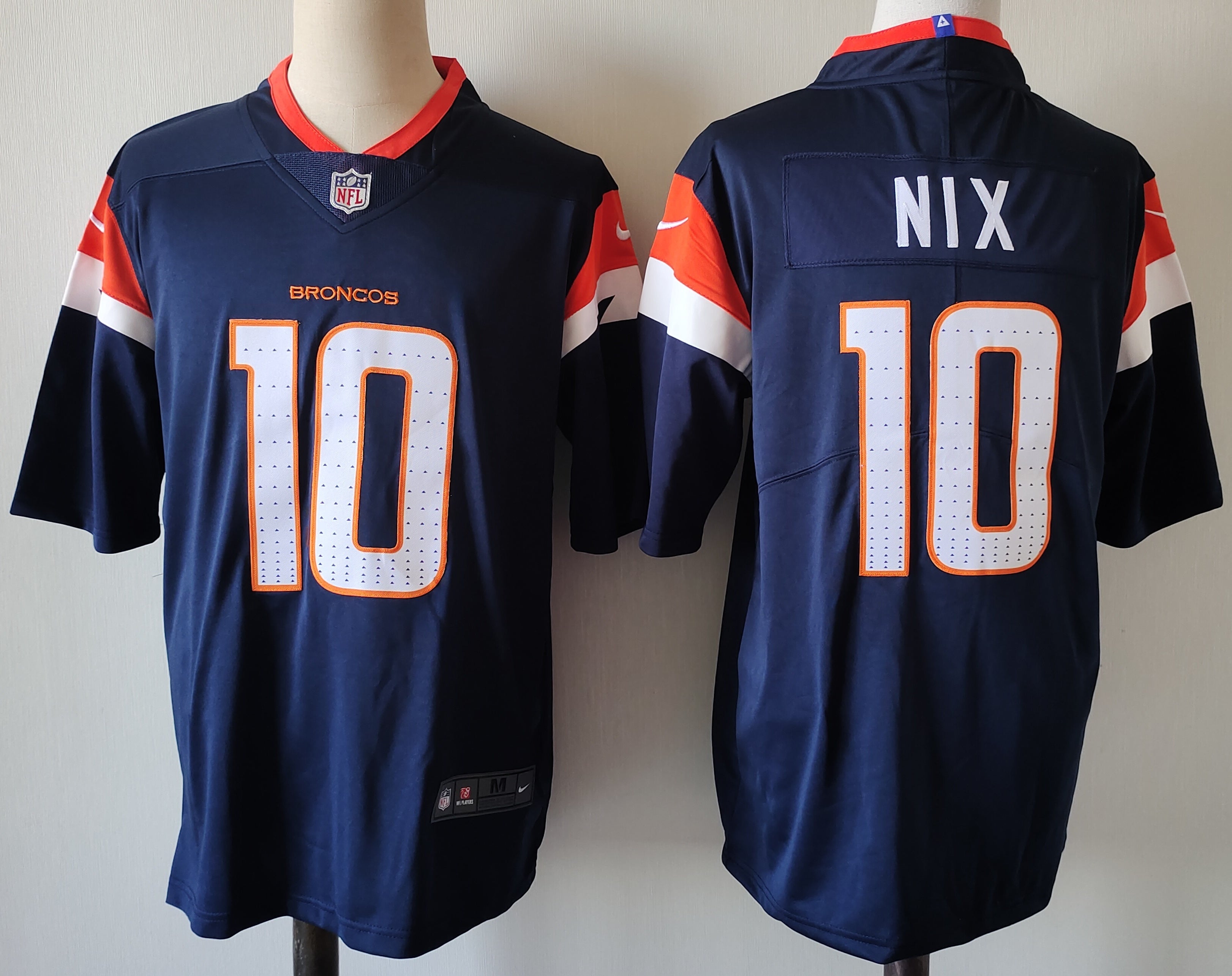 Men's Denver Broncos Bo Nix #10 Navy Team Game Jersey