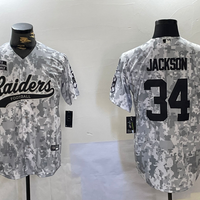 Men's Las Vegas Raiders Bo Jackson #34 Arctic Camo 2024 Salute to Service Player Jersey1