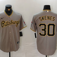 Men's Pittsburgh Pirates Paul Skenes #30 Gray Replica Player Jersey1