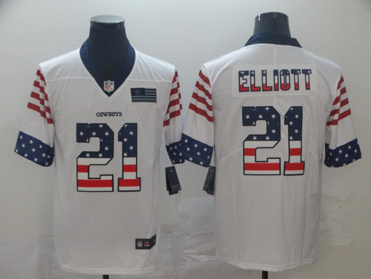 Men's Dallas Cowboys Ezekiel Elliott #21 White Authentic Game Jersey1
