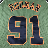 Men's Chicago Bulls Dennis Rodman #91 Army Green 1997-98 Hardwood Classics Swingman Jersey1