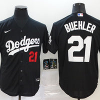 Men's Los Angeles Dodgers Walker Buehler #21 Black Stitched Jersey1