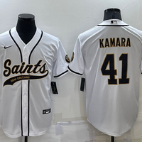 Men's New Orleans Saints Alvin Kamara #41 White Game Jersey1 Joint Edition