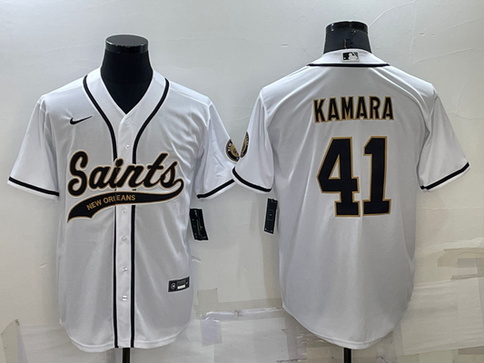 Men's New Orleans Saints Alvin Kamara #41 White Game Jersey1 Joint Edition