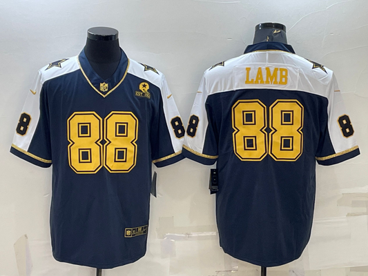 Men's Dallas Cowboys CeeDee Lamb #88 Navy Game Team Jersey1