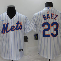 Men's New York Mets Javier Baez #23 White Replica Baseball Jersey1