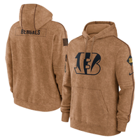 Men's Cincinnati Bengals Brown 2023 Salute To Service Club Pullover Hoodie2