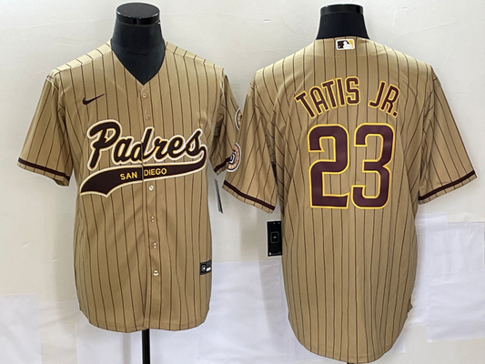 Men's San Diego Padres Fernando Tatis Jr. #23 Tan Replica Player Jersey1 Joint Edition