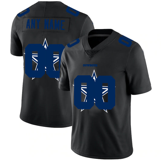 Custom1 Dallas Cowboys Jersey1 Limited Black Vapor Untouchable Team Big Logo