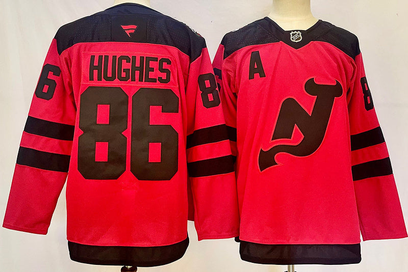 Men's New Jersey Devils Jack Hughes #86 Fanatics Red Jersey