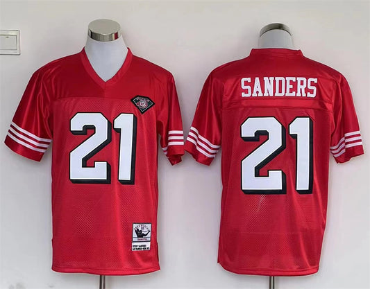 Men's San Francisco 49ers Deion Sanders Mitchell & Ness Scarlet Legacy Replica Jersey1