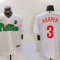 Men's Philadelphia Phillies Bryce Harper #3 White Limited Player Jersey1