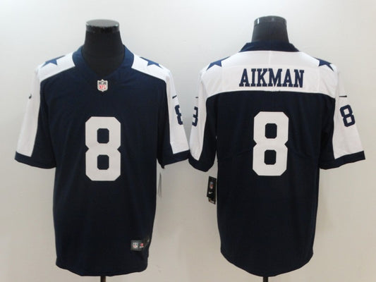 Men's Dallas Cowboys Troy Aikman #8 Navy Game Jersey1