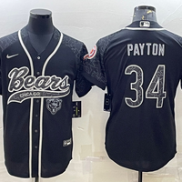 Men's Chicago Bears Walter Payton #34 Black RFLCTV Limited Jersey1 Joint Edition