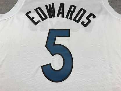 Men's Minnesota Timberwolves Anthony Edwards #5 White Swingman Jersey1 - Association Edition