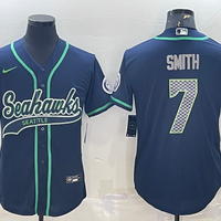 Men's Seattle Seahawks Geno Smith #7 Navy Game Jersey Joint Edition