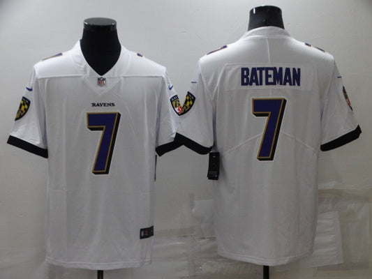 Men's Baltimore Ravens Rashod Bateman #7 White Game Jersey1