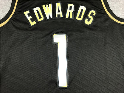 Men's Minnesota Timberwolves Anthony Edwards #1 Black Swingman Jersey1