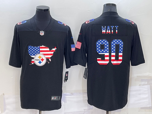 Men's Pittsburgh Steelers #90 T.J. Watt Black Alternate Player Jersey1