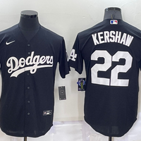 Men's Los Angeles Dodgers Clayton Kershaw #22 Black Replica Baseball Jersey1
