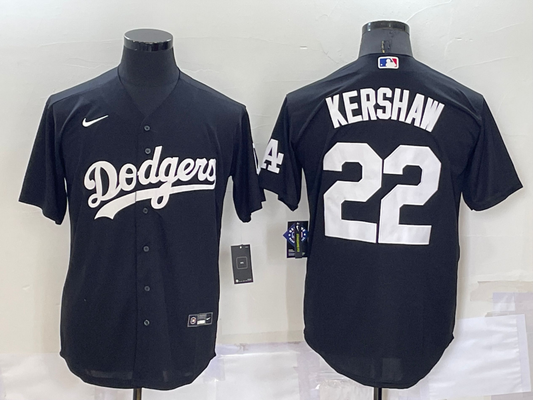 Men's Los Angeles Dodgers Clayton Kershaw #22 Black Replica Baseball Jersey1