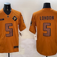Men's Atlanta Falcons Drake London #5 Brown 2023 Salute To Service Limited Jersey1