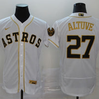 Men's Houston Astros Jose Altuve #27 White Player Jersey1