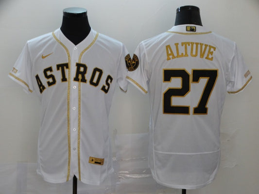 Men's Houston Astros Jose Altuve #27 White Player Jersey1