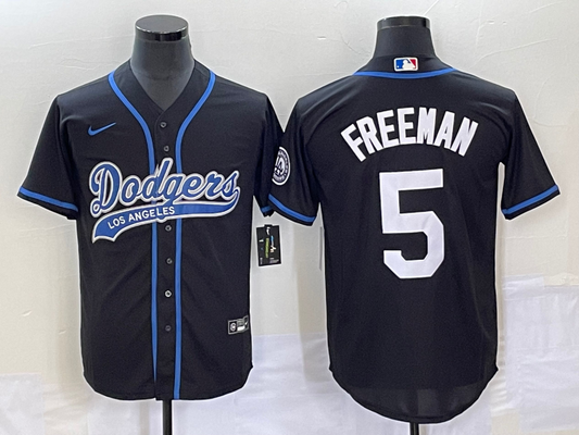 Men's Los Angeles Dodgers Freddie Freeman #5 Black Player Jersey1 Joint Edition