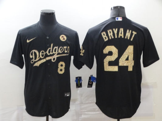 Men's Los Angeles Dodgers Kobe Bryant #8-24 Black Authentic Game Jersey1