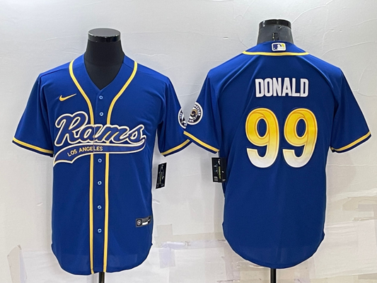 Men's Los Angeles Rams Aaron Donald #99 Blue Game Jersey1 Joint Edition